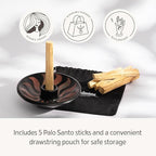 Luna Sundara Authentic Peru Pottery Palo Santo Stick Holder and Incense Holder - Handmade Ceramic Smudge Bowl for Sage - Includes 5 Palo Santo Sticks (Red)