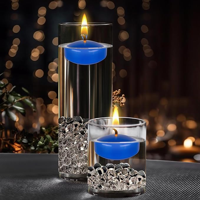 Mega Candles 4 pcs Unscented Dark Blue Floating Candles, Hand Poured Wax Candle 2 Inch Diameter, Home Décor, Wedding Receptions, Centerpieces, Occasions, Events, Festivities, Meditations, Spas