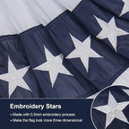 SYII Bunting Flag 1.5x3 Feet Outdoor (4 PCS), Embroidery Stars American US Bunting Flags with 3 Brass Grommets, Patriotic Half Fan Banner for Fourth of July Decor, 4th of july Decorations Outdoor