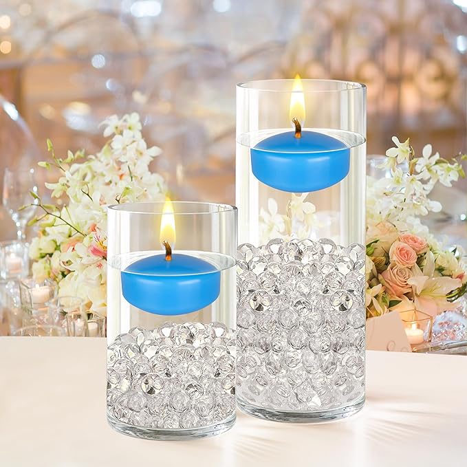 Mega Candles 12 pcs Unscented Light Blue Floating Candles, Hand Poured Wax Candle 2 Inch Diameter, Home Décor, Wedding Receptions, Centerpieces, Occasions, Events, Festivities, Meditations, Spas