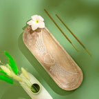 Hand Carved Incense Holder-Incense Burner/Ash Catcher/Handmade Wooden Insence Tray – Modern Gift Home/Room/Kitchen Décor Size 11x4x1.5 Inches