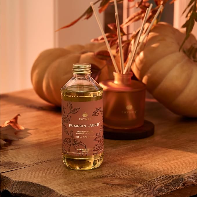 Thymes Pumpkin Laurel Reed Diffuser Oil Refill – Home Fragrance Oil for Diffuser – Fall Reed Diffuser Refill – Fall Oil Scents for Diffuser – Aromatherapy Diffuser Oils Scents (7.75 fl oz)