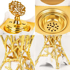 Bakhoor Burner, Charcoal Incense Burner, Frankincense Resin Incense Holder for Yoga, Spa Aromatherapy, Office & Home Decor Gifts 10.6" inches Tall (White)