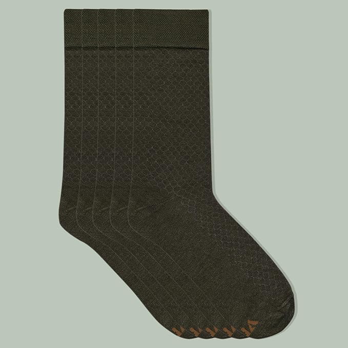 VRD Men’s Dress Socks, Bamboo 5-Pack Mens Socks, Mid Calf Length, Crew Socks Gift for Men Shoe Size 8-13