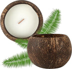 Restaurantware-Coco Casa 3.9 x 2.8 Inch Coconut Shell Candle, 1 Hand Poured Coconut Bowl Candle - Spring Hydrangea Fragrance, Double Wax Blend, Soy Wax Scented, Wooden Wick