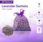 28 Pack Organic Lavender Sachet Bags for Drawers and Closets - Natural Fresh Dried Lavender French Potpourri Bags for Clothes Storage - Scented Sachets for Drawers, Wardrobes, Cars & Home.