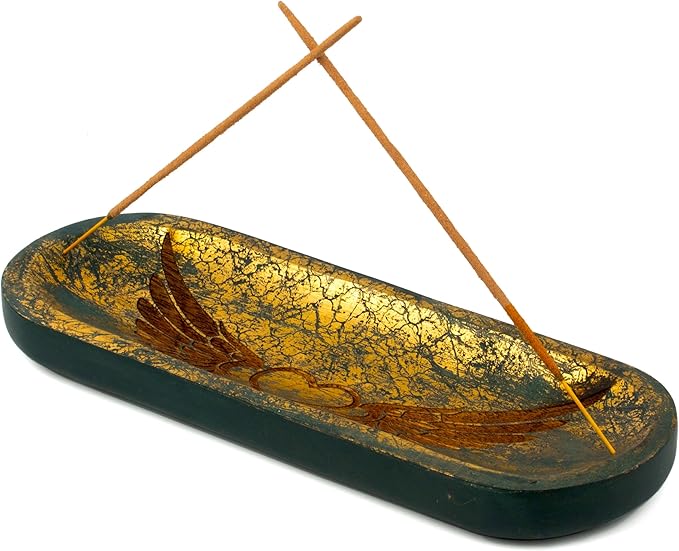 raajsee Incense Holder Hand Carved-Incense Burner Holder –Ash Catcher - Incense Stick Holder - Meditation & Yoga - Great Gift for Any Occasion Size 11x4 inch