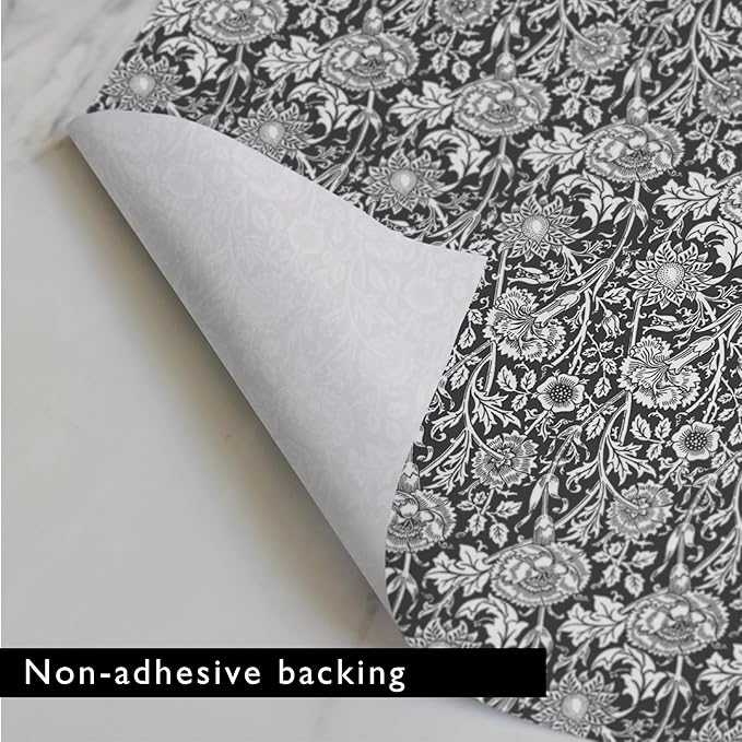 Sandalwood Scented Drawer Liners in a Black William Morris Design. Pack of 5 Folded Sheets | Contains Sandalwood Essential Oil | Made in The UK.