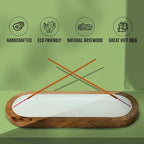 Hand Painted White Incense Holder,Wooden Incense Burner,Ash Catcher, Incense Tray 11x4x1.5 Inches, Best for Home Fragrance-Aesthetic Room Décor