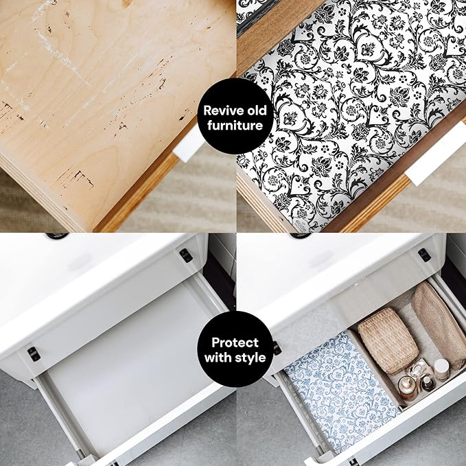 Scented Drawer Liner Sheets - 14 in x 19.5 in, Royal Damask, Pack of 6 - Non-Adhesive Cabinet Liner - Lining Paper for Drawers - Long-Lasting Fragrance Scented Paper