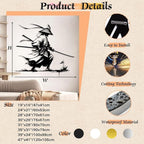 Samurai Metal Wall Art, Japanese Samurai Metal Wall Decor, Japanese Wall Art, Ninja Warrior Wall Decor, Gifts for Japan Lover, Wall Decoration for Living Room (Silver, 39"x34"/100x88cm, metal wall art)