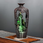 Mountain Waterfall Incense Burner Backflow Incense Burner Incense Fountain Smoke Waterfall with 20 Backflow Incense Cones，Tweezer，Mat (Vase Shape)