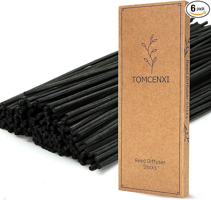 TOMCENXI 100PCS Reed Diffuser Sticks,10 Inch Natural Rattan Wood Sticks,Diffuser Refills,Essential Oil Aroma Diffuser Replacements Sticks for Home,Office (Black Color)