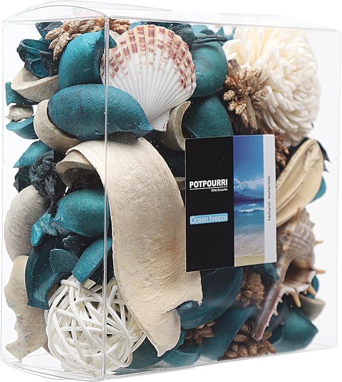 Qingbei Rina Blue Potpourri,Ocean Scent Potpourri Dried Flower, Decorative Bowl Vase Filler, Home Fragrance Sachet, Beach Coastal Breeze Decor,9.8 Oz