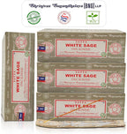 Satya White Sage Incense Sticks 250 gmx 4 Pack (1000 gm), Satya BNG (Bangalore) Insenses with Raajsee Incense Holder Bundle, Satya Nagchampa Natural Incense