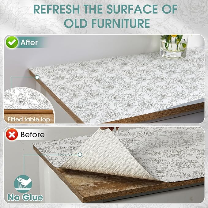 Shelf and Drawer Liner, Kitchen Cabinet Liners Non-Adhesive Thick Non-Slip Waterproof Washable Fragrant Mats Protect Dresser Shelves Cupboard Bathroom Cabinets, Black Rose, 12 in X 10 FT