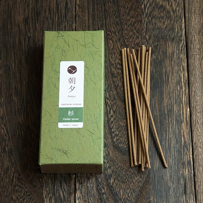 Asayu Japan Traditional Incense Sticks Japanese Cedar Wood Fragrance Scent (40gr) for Evening Meditation, Relax or Yoga, Made in Japan - Japanese Cedar Wood 40gr