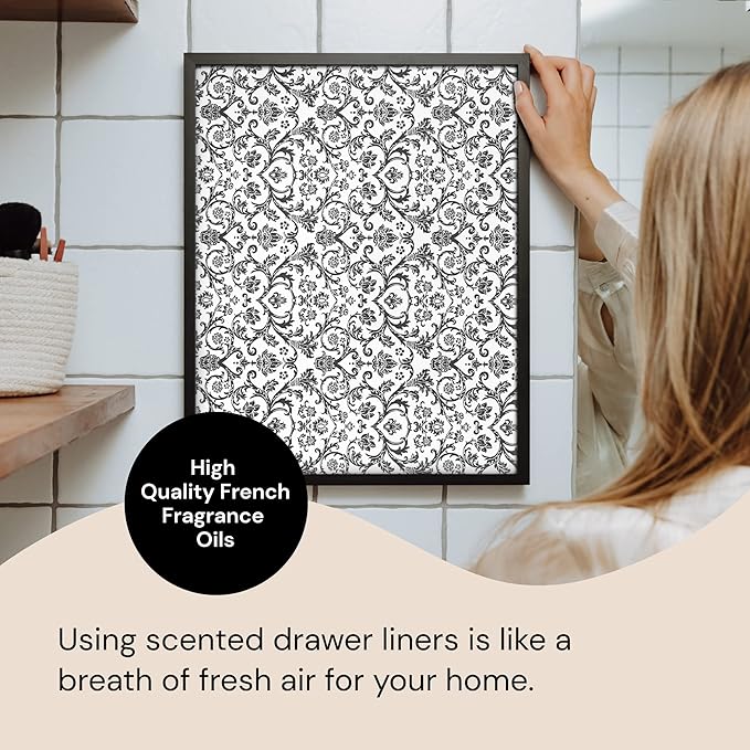 Scented Drawer Liner Sheets - 14 in x 19.5 in, Royal Damask, Pack of 6 - Non-Adhesive Cabinet Liner - Lining Paper for Drawers - Long-Lasting Fragrance Scented Paper