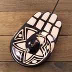 NOVICA Artisan Handmade Ceramic Incense Holder Black White Hamsa Amulet Peru 'Black White Hamsa'