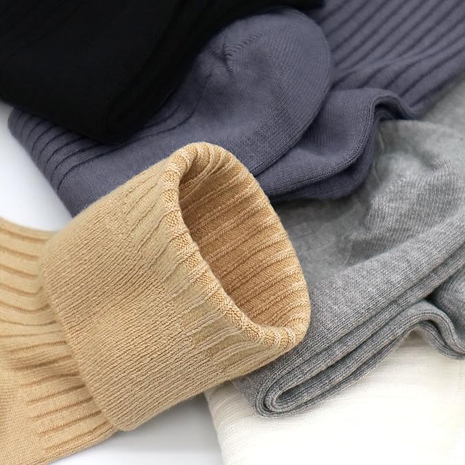 SERISIMPLE Men's Dress Socks - Bamboo Viscose Thin Ribbed Knit, Silky & Soft, Lightweight Business Crew Socks 5 Pairs