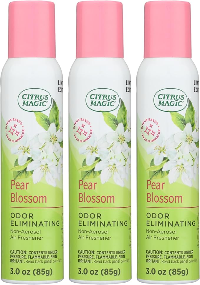 Citrus Magic Limited Edition Odor Eliminating Air Freshener Spray, Pear Blossom, 3-Ounce, Pack of 3