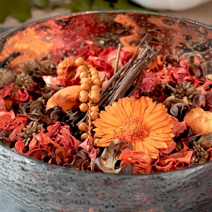 Fragrance Potpourri Bag Home Décor | Floral Petals Vase & Bowl Filler Decoration (Orange)