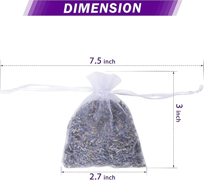 French Lavender Sachets for Drawers and Closets Fresh Scents, Set of 48, Home Fragrance Sachet for Closets and Drawers, White, LV-C-48-2