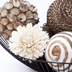 ANDALUCA Decorative Balls Bowl Filler Beige Orbs Floral Home Decor (Cocoa Floral)