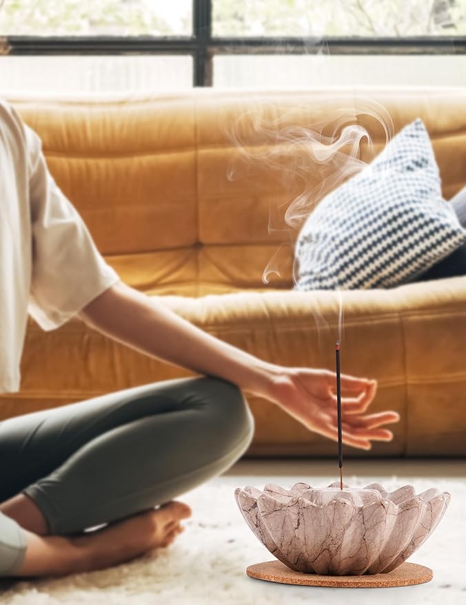 Radicaln Marble Incense Holder Marinara 5.5" Inches Handmade Incenses Holder for Sticks with 9 Incenses Holes - Ideal Incens Burner for Spiritual Decor