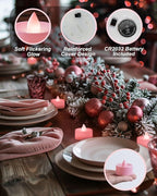 BEICHI Flameless LED Tea Lights - 24-Pack Battery Operated Fake Tealight Candles, Votive Candles Bulk for Holidays (Pink)