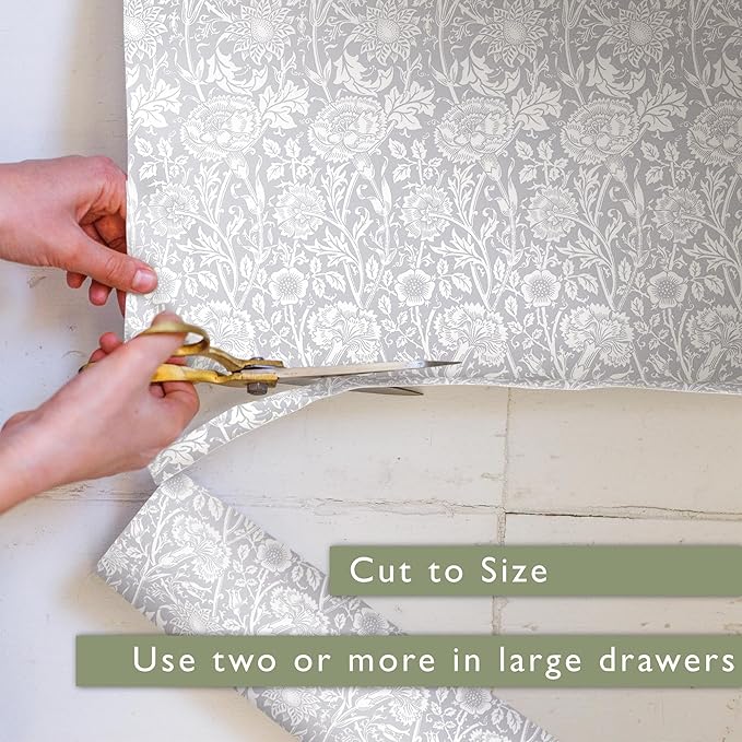 LILY OF THE VALLEY Scented Drawer Liners in a GREY William Morris Design | Pack of 5 Sheets (FOLDED) | Contains Essential Oils | Made in Britain