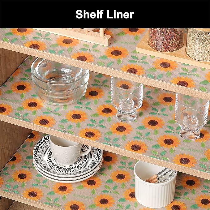 Cooyes Shelf Liner – Premium Non-Adhesive Cabinet & Drawer Liner for Kitchen – Waterproof Shelf Paper with Modern Pattern – Durable EVA Cabinet Mat – Easy to Cut