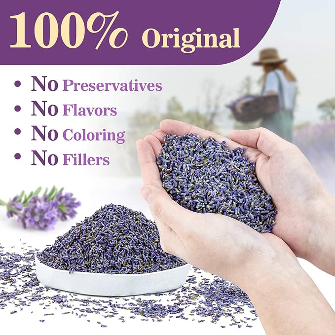 Sukh 200g Dried Lavender Buds- Organic Flowers Sachet for Drawers and Closets Flowers Bags Scents Lavender Sachet Bags Bulk