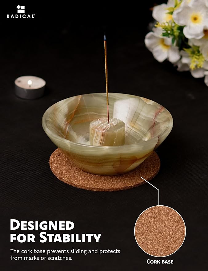 Radicaln Marble Incense Holder 5.5" Inches Green Handmade Palo Santo Stick for Home Décor, Modern Incense Holder for Sticks, Citronella incenses Stick for Room & Office Aromatherapy