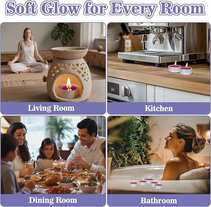 Tea Lights Candle Set - 25 Pcs Mini Tealight Candles Unscented Votive Soy Candle for Home, Pool, Emergencies, Halloween - Medium Slate Blue