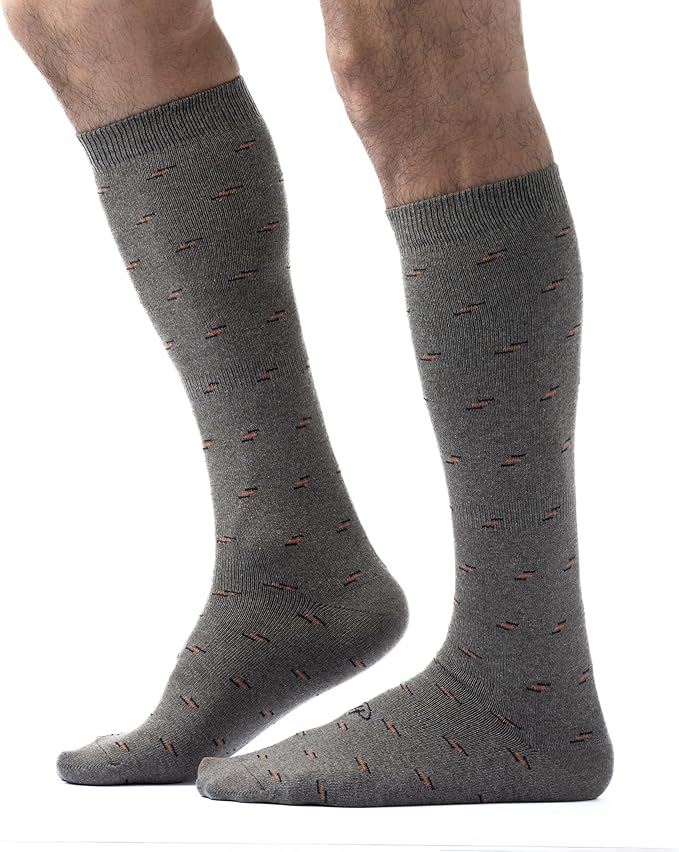Pierre Henry Over the Calf Socks for Men (3 pairs) | Cotton Over the Calf Dress Socks | Long Socks Designed to Stay up 12+ hr