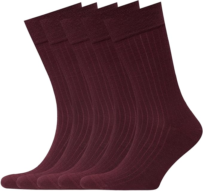 VRD Men’s Dress Socks, Bamboo 5-Pack Mens Socks, Mid Calf Length, Crew Socks Gift for Men Shoe Size 8-13