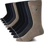 Nautica Mens Dress Socks - 10 Pack Breathable Stretch Crew-Length Work Socks for Men for Business Formal Wear (Sizes: 6-12.5)