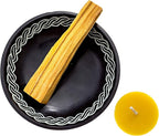 Palo Santo Smudge Kit with Soapstone Incense Holder and Beeswax Votive Candle - Incense Kit for Spiritual Cleansing, Home Fragrance, Witchcraft Supplies, Spiritual Gifts