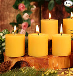 4 Pack Natural Beeswax Pillar Candles,2x2in 100% Pure Beeswax Candles-80 Hours Long Burning,Unscented Bees Wax Candles for Home,Prayer,Emergency,Dripless Smokeless Organic Pillar Candles Bluk