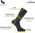 Hugh Ugoli Men's Cotton Dress Socks for Business & Trouser, Thin & Seamless Crew Socks, 4 Pairs with Gift Box, Shoe Size 8-12