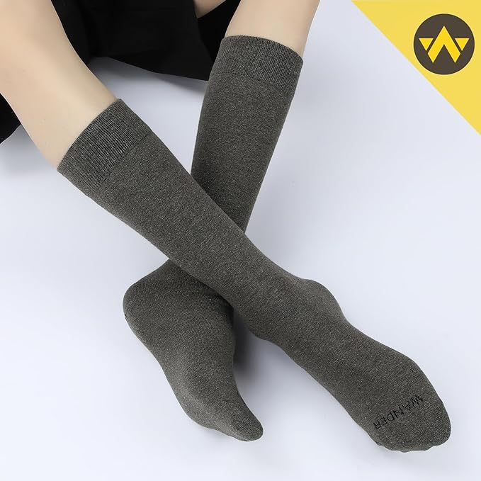 WANDER Men's Dress Socks Cotton Thin Classic Lightweight Socks 6/8 Pairs Solid & Patterned Soft Breathable Socks
