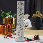 Carry Me Marble Soapstone Incense Stick Holder | Candle Burner | Tea Light Holder - Perfect Handmade Elephant Carving for Gifting. Decorative Home and Office Decor.(3 x 3 x 11 Inches)