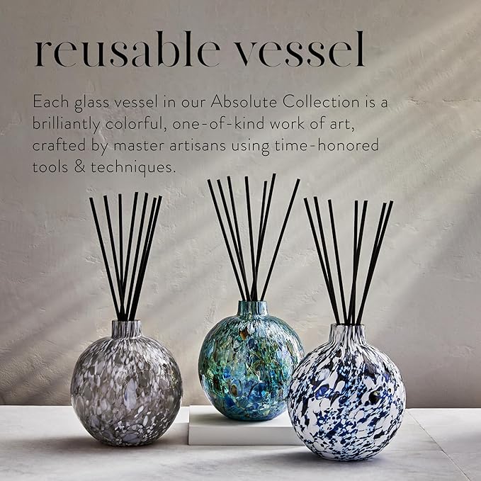 LAFCO New York Absolute Collection Reed Diffuser, Forest Oakmoss - 15 oz - Up to 1 Year Fragrance Life - Reusable, Hand Blown Glass Vessel - Nylon Reeds - Made in The USA