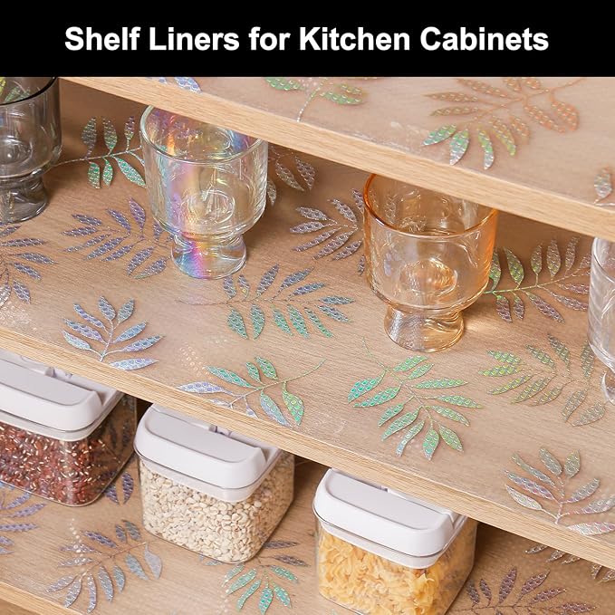 Cooyes Shelf Liner – Premium Non-Adhesive Cabinet & Drawer Liner for Kitchen – Waterproof Shelf Paper with Modern Pattern – Durable EVA Cabinet Mat – Easy to Cut