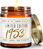 72nd Birthday Gifts for Women - 'Limited Edition 1953' Soy Candle, w/Champagne on Ice I 72 Birthday Gifts for Women I 72nd Birthday Gift for Her Ideas I 9oz Reusable Jar, 50Hr Burn, Made in USA