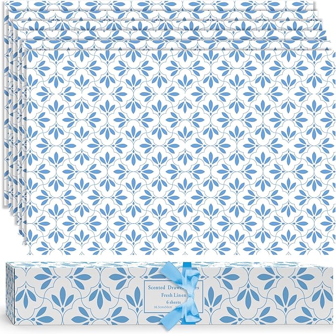 SCENTORINI Linen Scented Drawer Liners, 6 Sheets Fragrant Paper Liners Non-Adhesive Paper Sheets for Home Closet, Dresser Drawers, for Home Fragrance