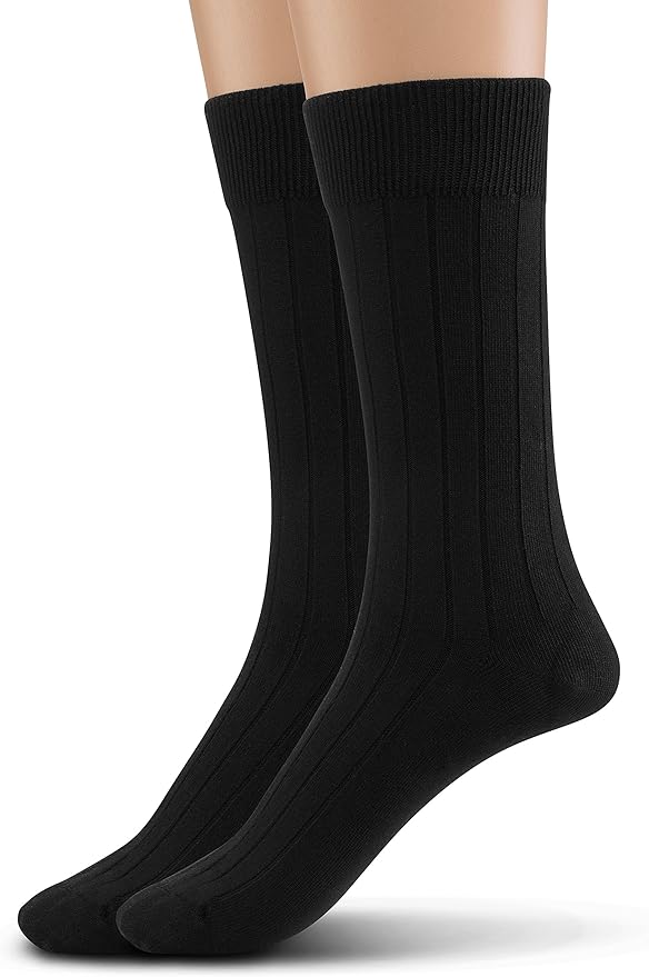 Modal Mens Crew Socks, Formal Mid-Length Dress Calf Socks 2 or 4 Pk