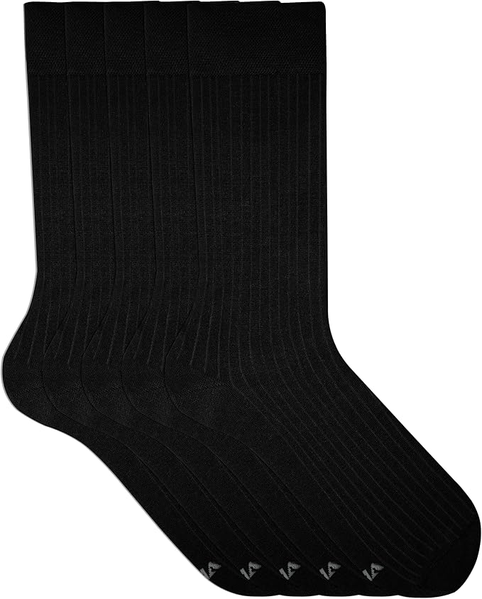 VRD Men’s Dress Socks, Bamboo 5-Pack Mens Socks, Mid Calf Length, Crew Socks Gift for Men Shoe Size 8-13