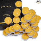 48 Pack Beeswax Tealight Candles Bulk,Pure Natural Bees Wax in Aluminum Shell - 4 Hour Extended Burn Time,Smokeless Tea Light Candles for Home Deco,Table centerpieces